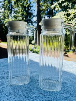 Vintage ARC France Ribbed Glass Pitchers