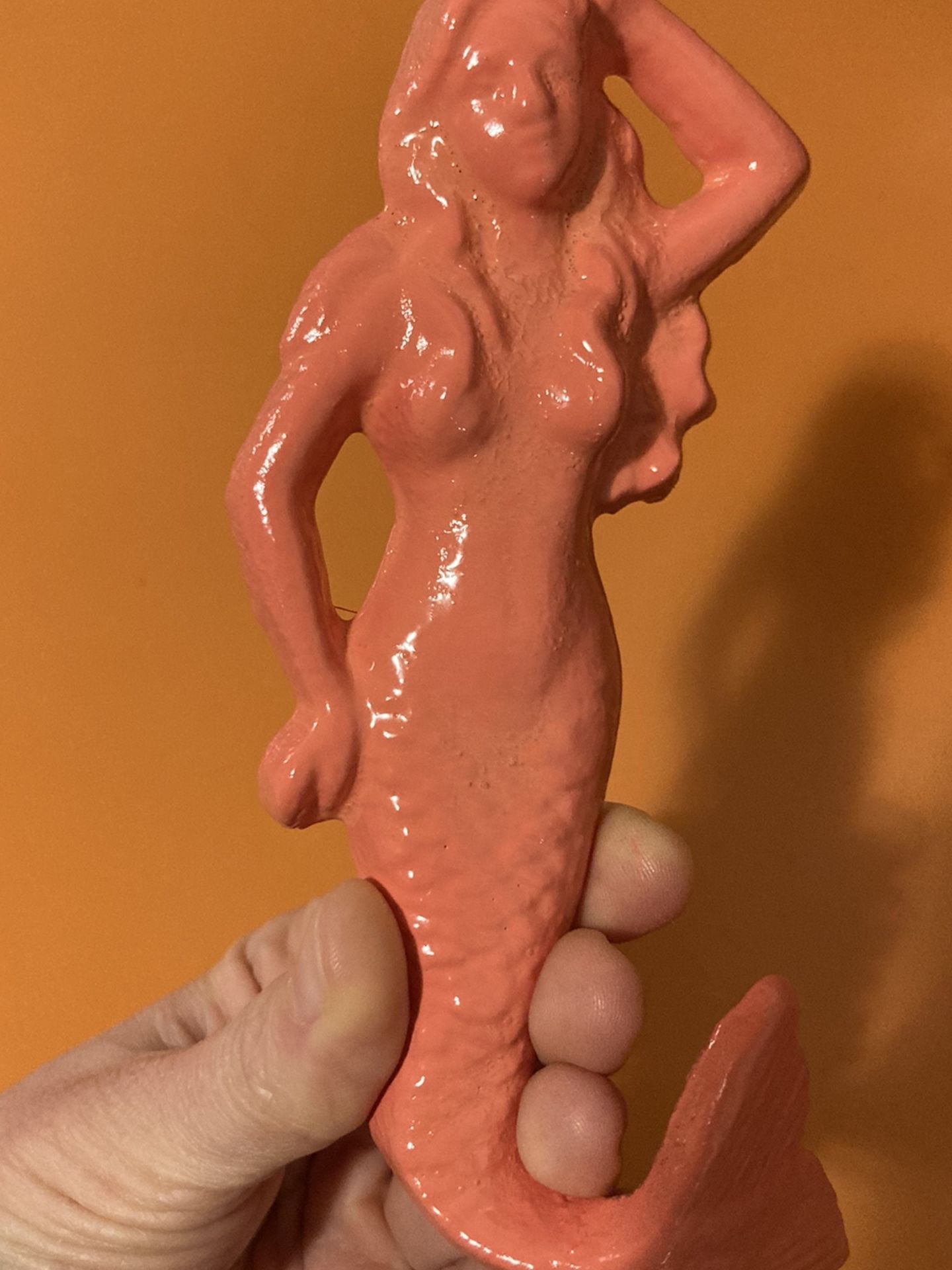 Cast iron coral painted mermaid hook