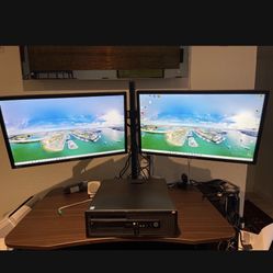 HP EliteDesk PC With (2 )24” Monitors And Stand-great Condition-must go