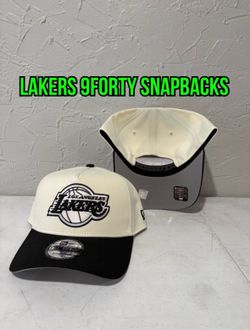 NBA New Era Los Angeles Lakers Off White Black 9forty A Frame SnapBack Hats