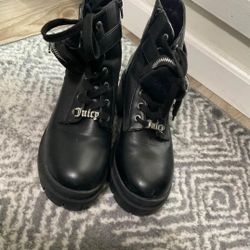 JUICY COUTURE PLATFORM BOOTS BLACK WOMENS SIZE 9 Y2K VINTAGE