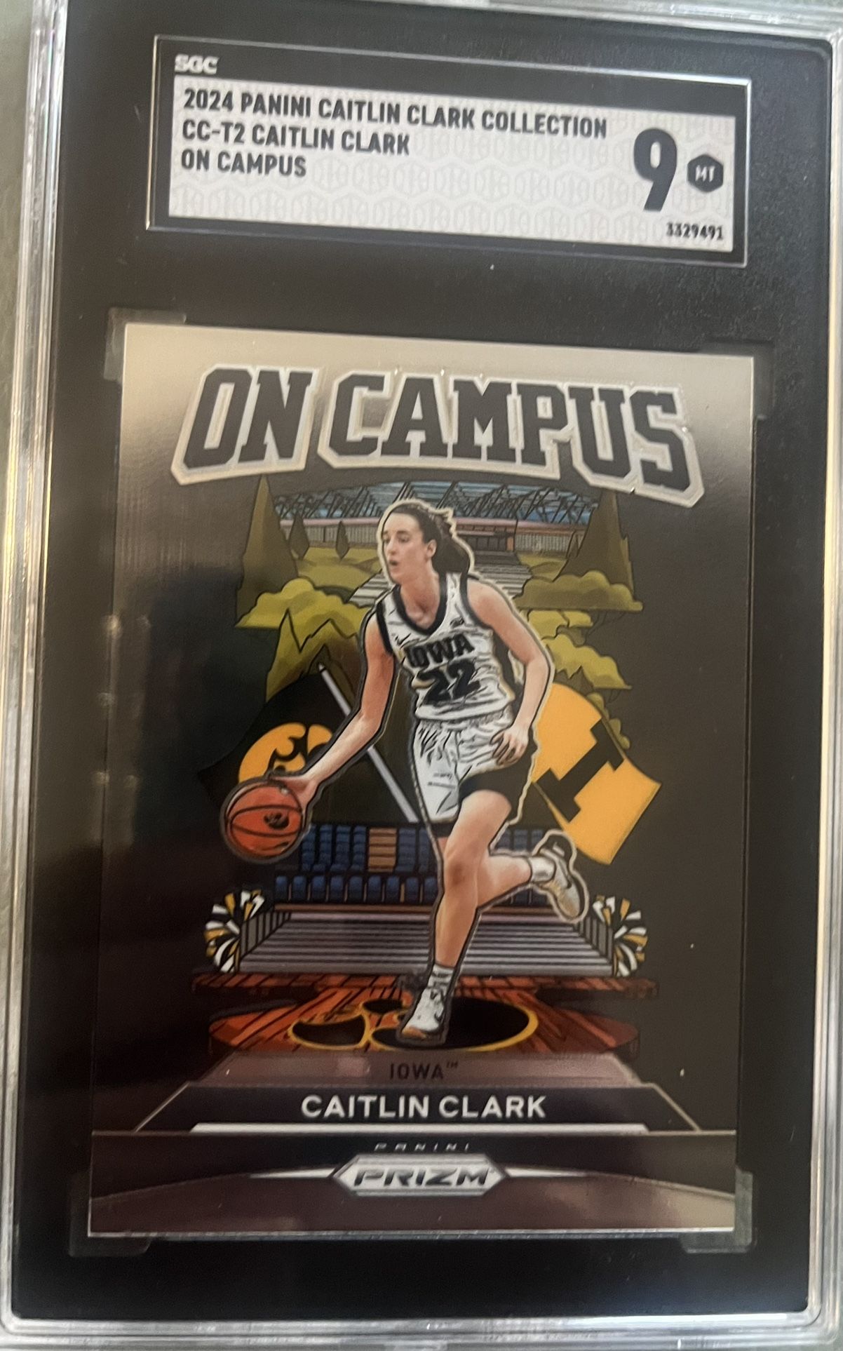 2024 Panini Caitlin Clark On Campus Card Graded 9 By SGC