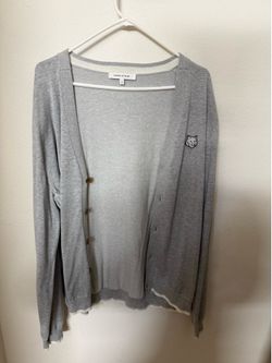 Maison Kitsuné Grey Fox Head Melange Cardigan Size XL