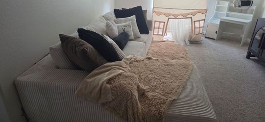 Cream velvet corduroy sectional