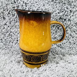 Vintage Rössler Porzellan Pottery Pitcher Two Toned Color Glaze Decorative Band
