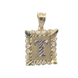 Woman’s Ladies 10k Yellow Gold Initial T Charm Pendant For Necklace GP3094549