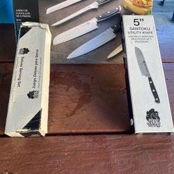 5 Piece Kitchen Knife Set / 5β Santoku Utility Knife πͺ / 3 Piece Deluxe Serving Set / Royal Prestige