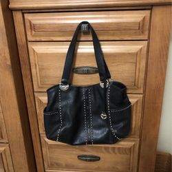Genuine Brighton Black Leather Shoulder Bag 