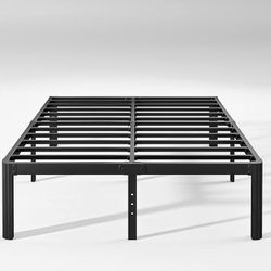 Hunlostten Queen Bed Frame, Heavy Duty Metal Platform Bed Frame, Black