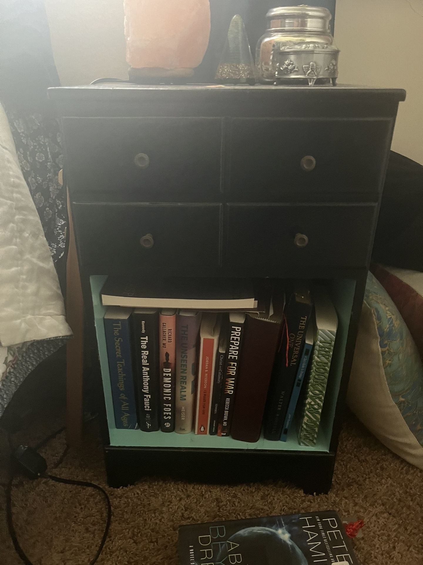 Black And Teal Nightstand
