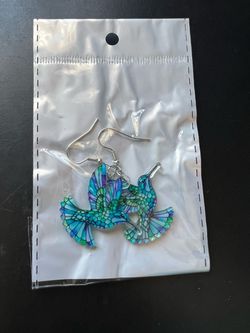 Colorful Hummingbird Earrings for Women Acrylic Novelty Cute Bird Dangle