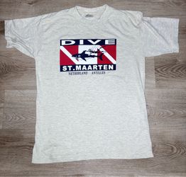Vintage St Maarten Graphic Tee Size Large 90s Caribbean Shirt