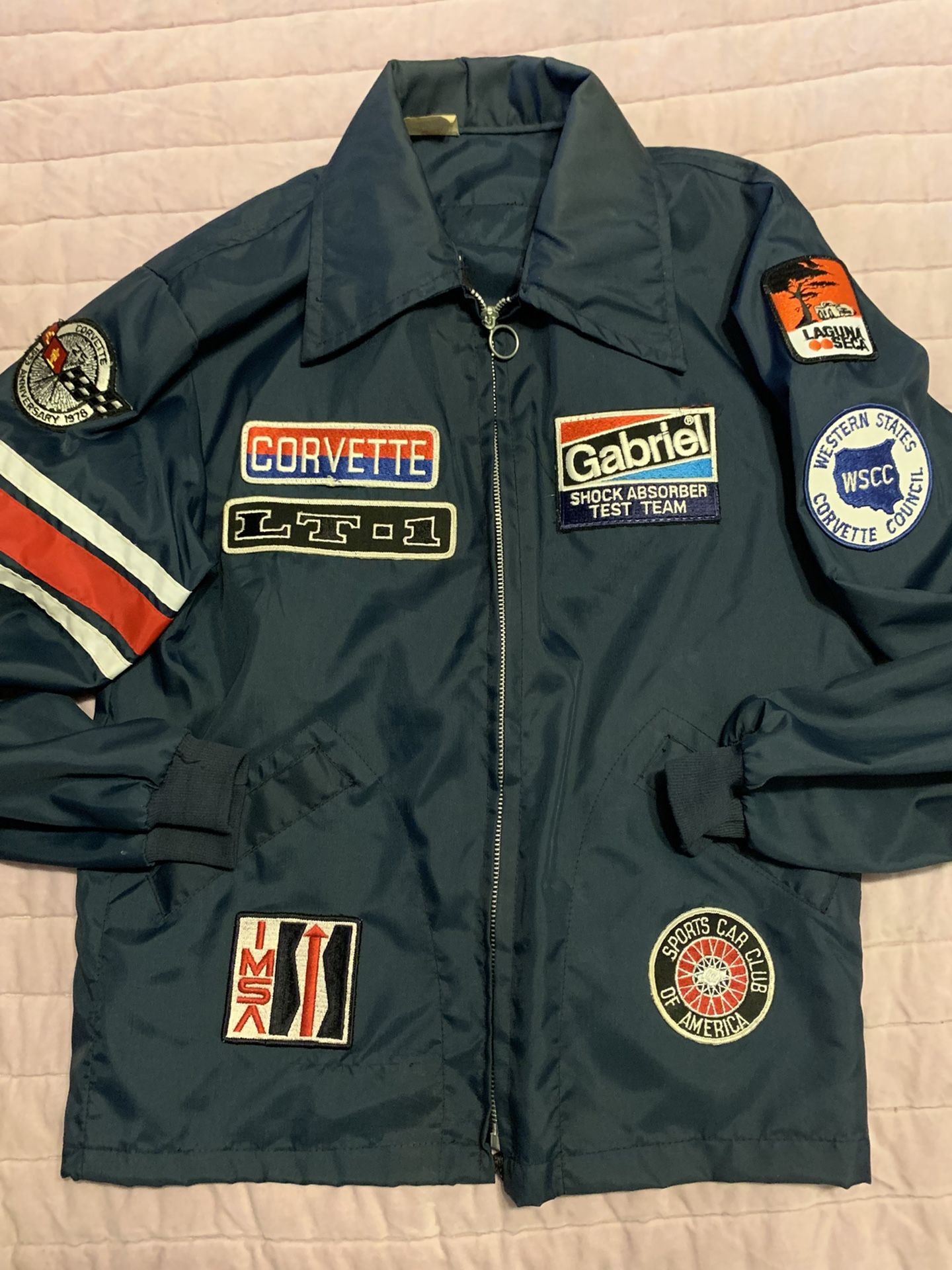 Vintage California Corvette Car Club Patches Windbreaker Racing Jacket