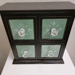 Heavy Wooden 4 Drawer Vanity Chest Organizer Jewelry Box 