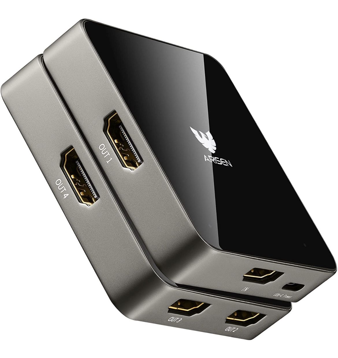 HDMI Splitter, 1 in 4 out HDMI Hub 4K HDMI Splitter, ARISEN 1 HDMI Port to 4 HDMI Display Duplicate/Mirror, 4K@60 8-bit HDMI 2.0 HDCP 2.2 18Gbps Ultra