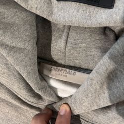 Essentials Fear of God Gray Fleece Pullover Hoodie Logo Men's Size L