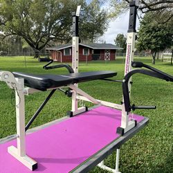 Fully Adjustable Weight Bench With Uprights For Bench Press and Pec Fly Attachments