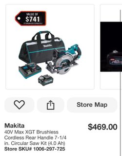 Makita 40V Max XGT Brushless Cordless Rear Handle 7-1/4 in. Circular Saw Kit (4.0 Ah)