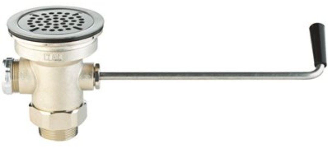 T & S Waste Drain Valve, Twist Handle, 3-1/2" X 2" & 1-1/2" Adapter
