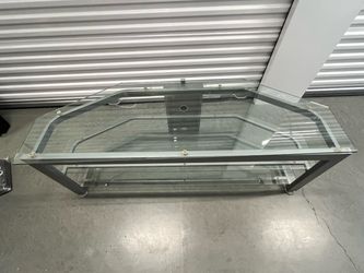 Glass and Metal TV Stand Three Tier