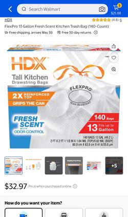 HDX FlexPro 13 Gallon Fresh Scent Kitchen Garbage Trash Bags 140 count