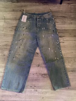 Acne Studios Blue Paint splatter baggy jeans