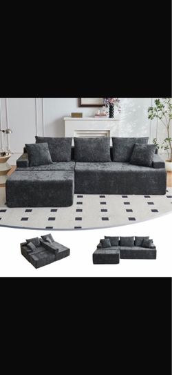 Boneless Couch, L Shaped Cloud Sectional Couches for Living Room, Comfy Fluffy Modular Sectional Sofa, Deep Seat Memory Foam Lounger with Left Facing 