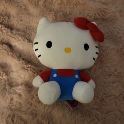 Hello Kitty Red/Blue Overalls  Plush 10"