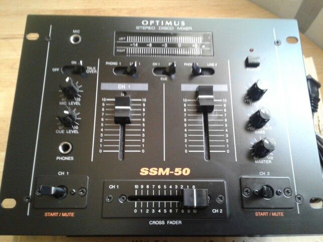 Optimus SSM-50/2 channel Stereo DJ Mixer w/Talkover and Crossfader