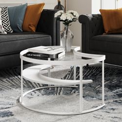 White Moon Coffee Table Single Tray Table