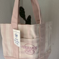 Trader Joe’s Pink Striped Tote Bag 