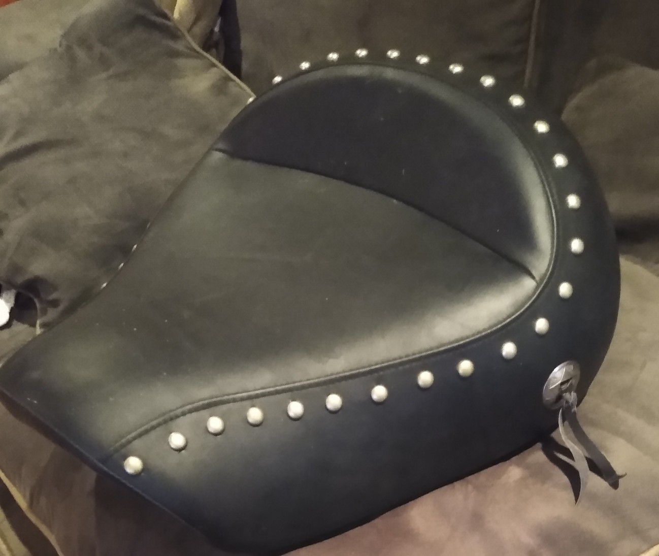 STILL AVAILABLE!Black leather motorcycle seat $75