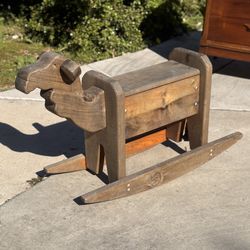 Vintage Handcrafted Solid Wood Rocking Horse