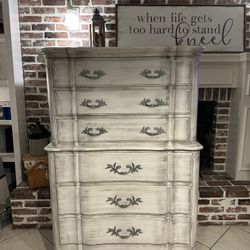 Beautiful Refinished Solid Wood French Provincial Tall Dresser with Dovetailed Drawers 
