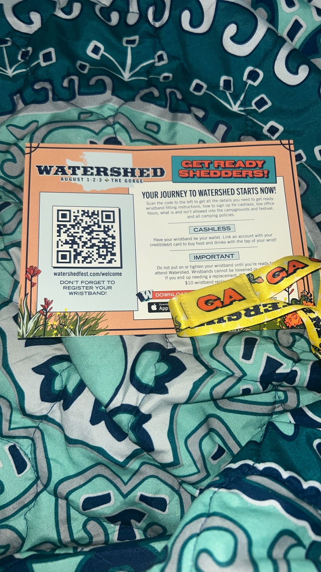 Watershed GA 3 Day Festival Wristband