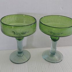 2 - Green Margarita Glasses
