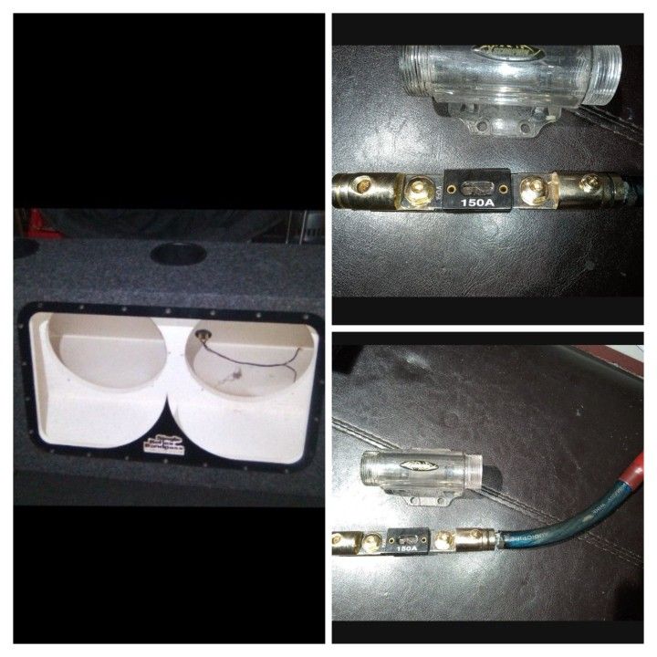 DUAL SUBWOOFER BOX BUNDLE 12 INCH PORTED, NEON LIGHTS & 0 GAUGE CORD/FUSE