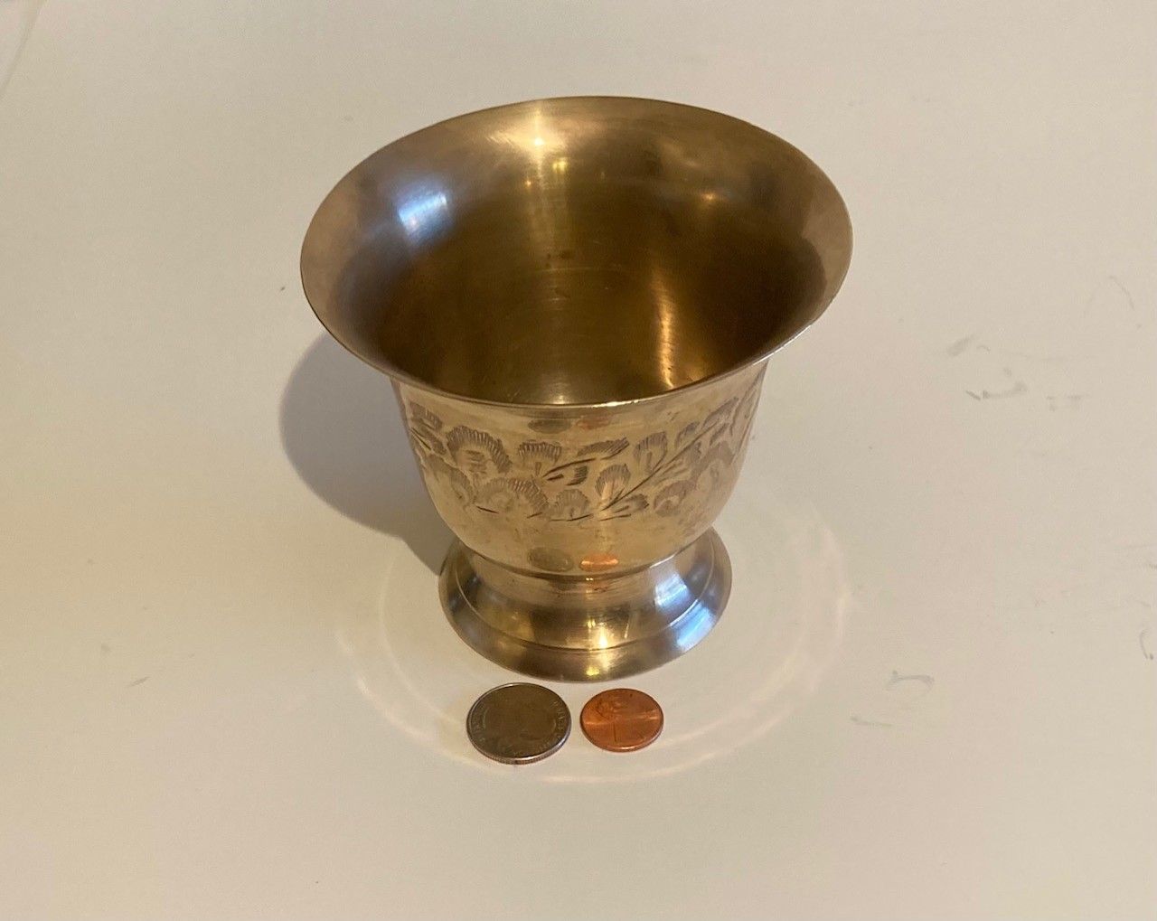 Vintage Metal Brass Container, Jar, Vase, Change Holder, Key Holder Place, Intricate Design, 4 1/2" x 4", Home Decor, Table Display, Shelf Display