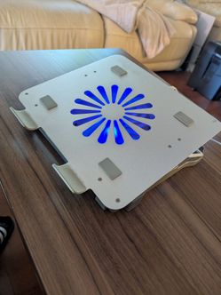 Adjustable Laptop Cooling Pad Stand with USB Fan & Blue LED Light