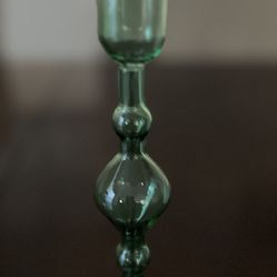 Green Glass Candlestick Holder