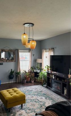 3-Light Rattan Pendant Chandelier