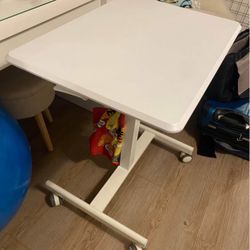 White Mobile Adjustable Desk