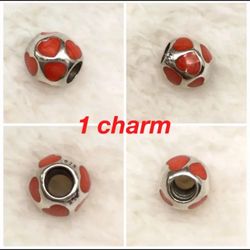 1 Pandora Orange Enamel Heart Charm