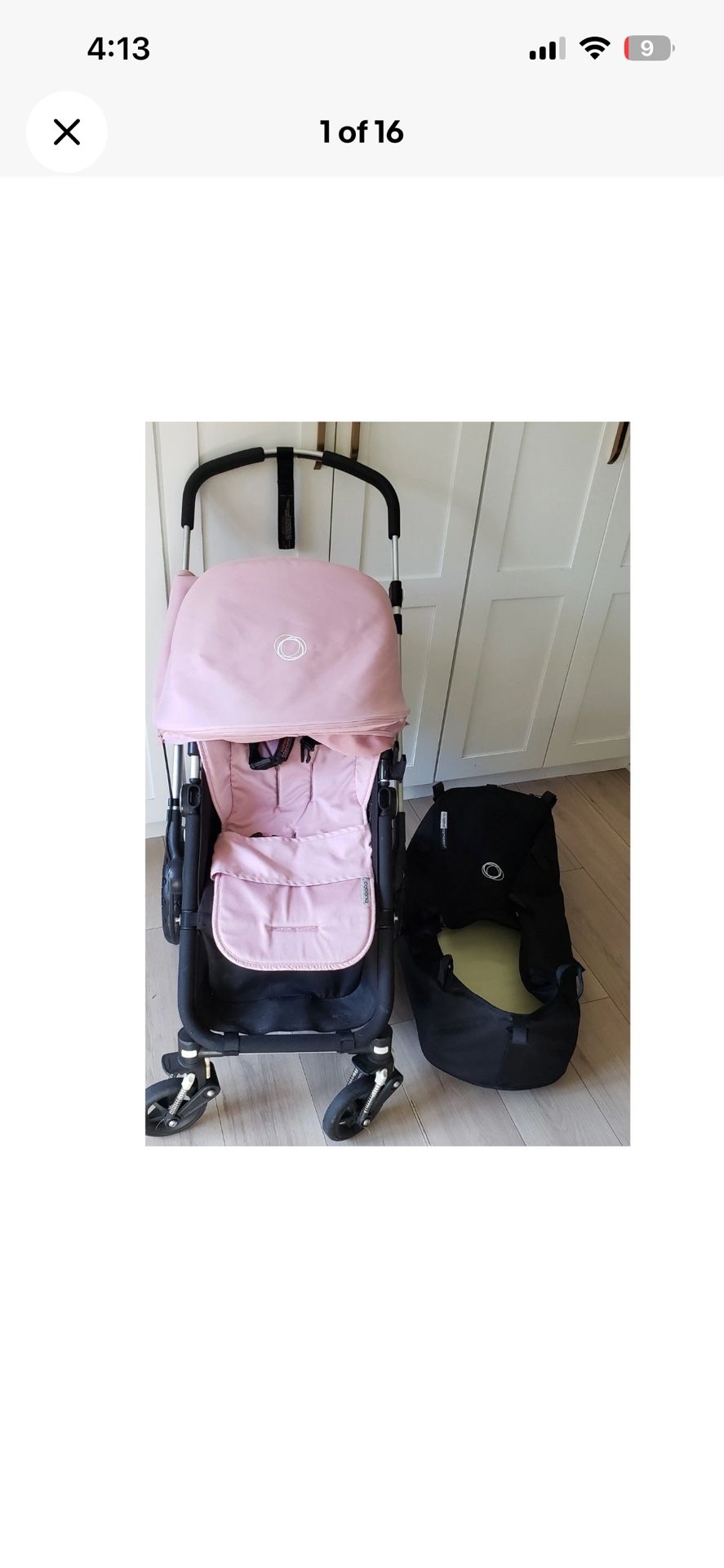 Bugaboo Cameleon 3 Stroller Black Bassinet Pink Seat Compact Travel