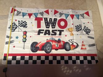 TWO FAST birthday party backdrop banner - 59.5" x 39"