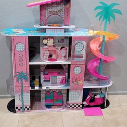Lol Surprise OMG Fashion House Playset With Elevador, Pool, Slide Fully Equipped Kitchen Transforming Furniture  4ft Tall  Wide 45"