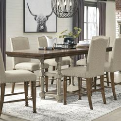 Lettner Gray-Brown Counter Height Set

