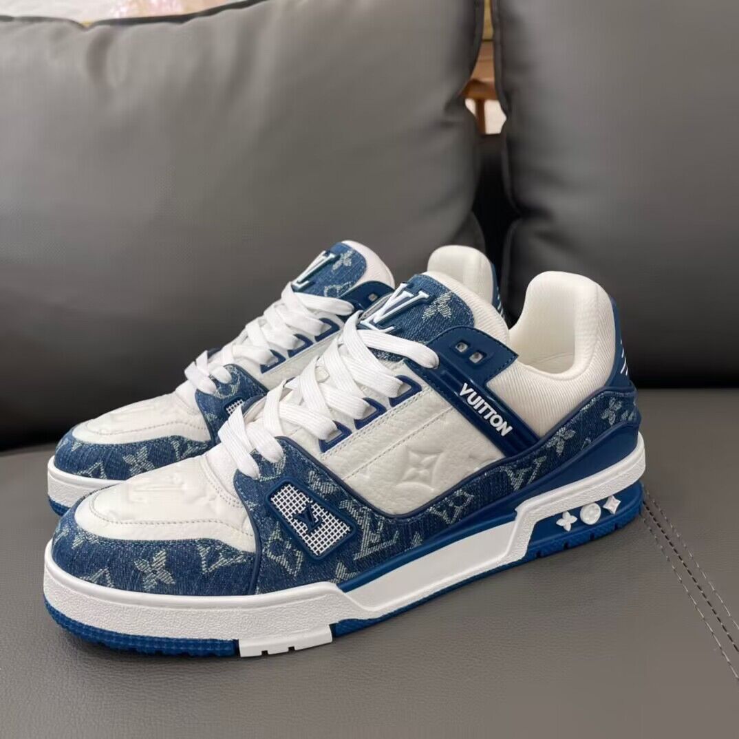 Louis Vuitton Trainer Shoes Blue And White