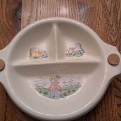 Antique Vintage Mid Century 1940s Ceramic Baby Food Warming Dish