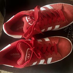 Adidas Red Suede Sneakers Ladies Size 8 / Boys Size 6.5 